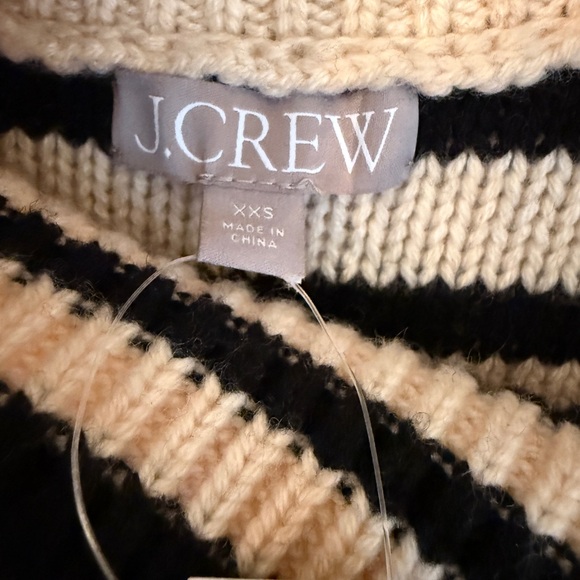 J.Crew Sweater Striped Mockneck Sweater Jeweled Shoulder Buttons XXS NWT - Picture 2 of 10